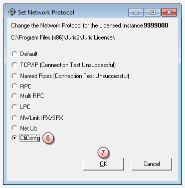 Juris diagnostics, set network protocol window