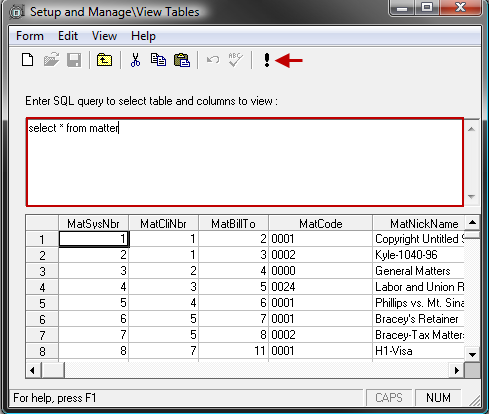 View Tables - Query Juris Database Data