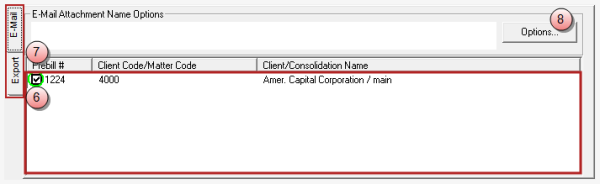 List of selected prebills