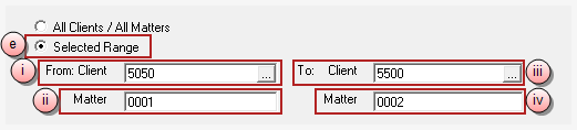 Selected range of clients and matters options