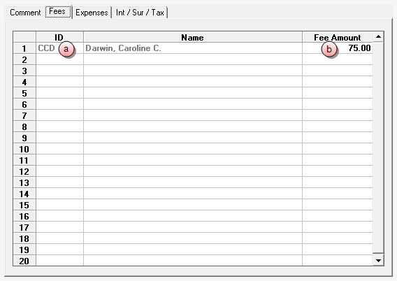 New Manual Bill - Fees tab