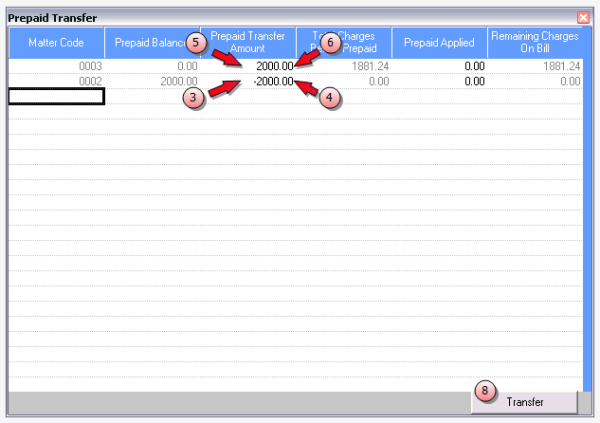 Prepaid Transfer window