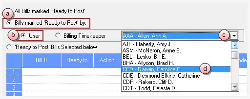 Billing\Post Bills window