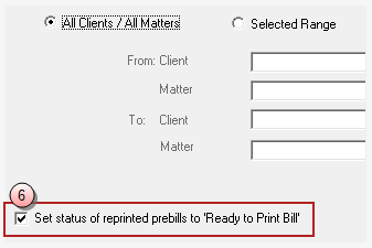 Reprint Prebills, Set status of reprinted prebills to 'Ready to Print Bill' option