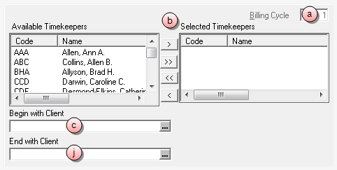 Prebill by billing timekeepers options