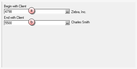 Prebill Client Range options