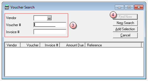Voucher Search window