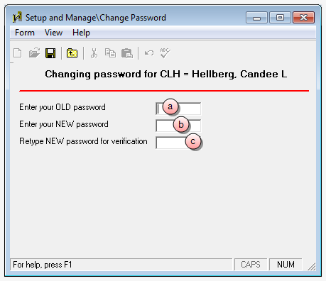 Setup and Manage\Change Password window