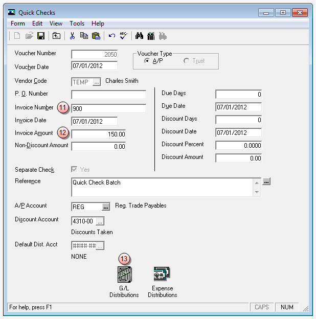 Detailed quick checks voucher window