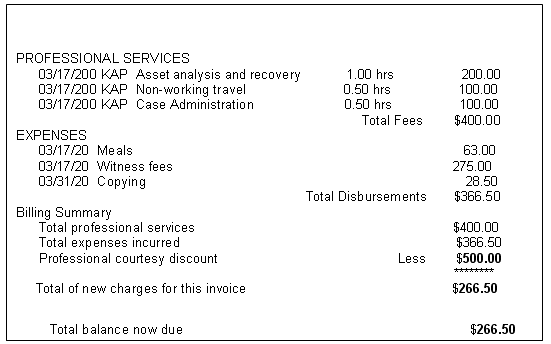 Split bill image where the discount is greater than the the fees billed