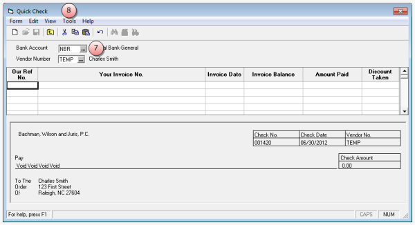 Quick check - setup for temporary vendor