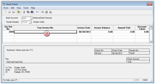 Quick check setup for a refund to client