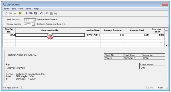 Quick check, open detailed voucher window