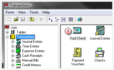 Transactions, Void Check selection