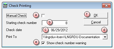 Select your check options, and print the check Check print options, and print