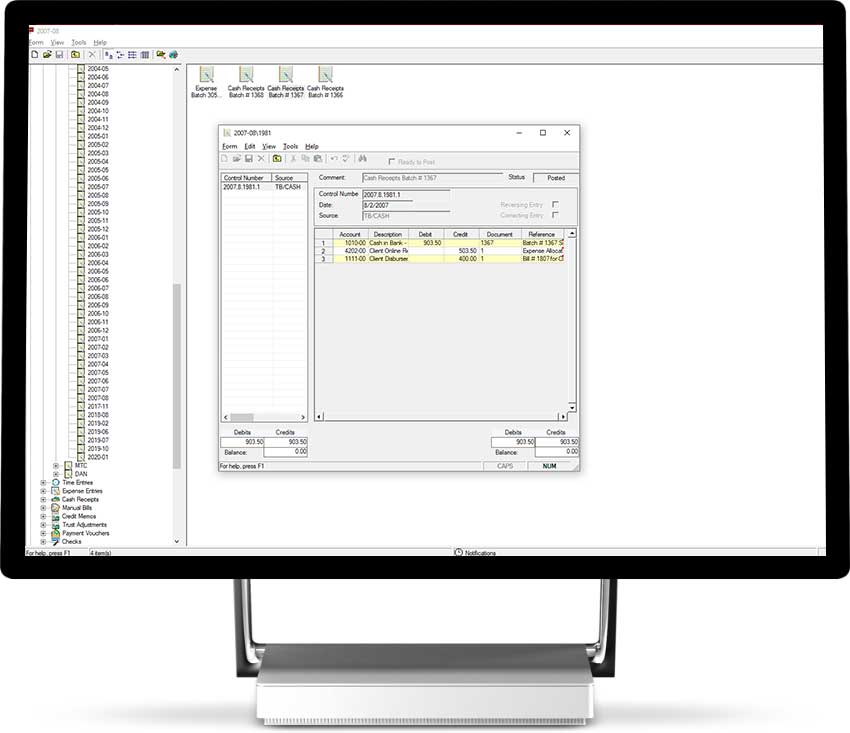 Juris Accounting Screen -